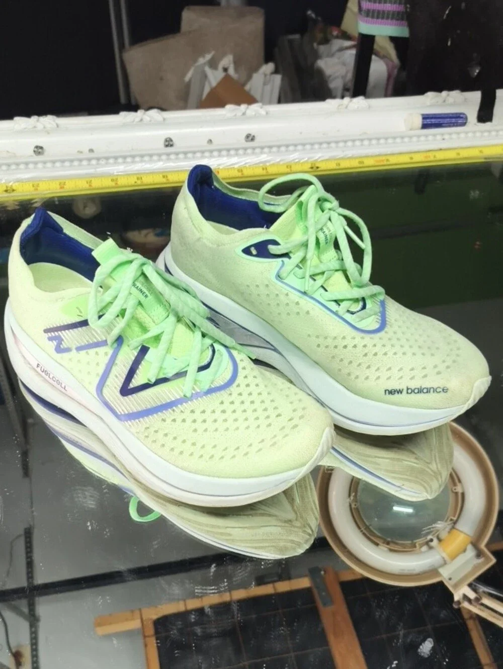 New Balance Women’s 10 FuelCell Running Shoes in Neon Green and Navy.  Very Nice